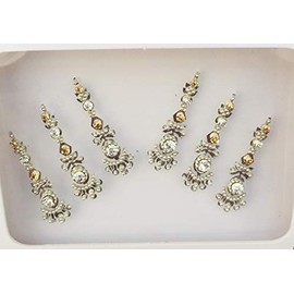 BB117 Silver Bindi Crystal Pearl Stone Bindi Tattoo Forehead Sticker Wedding Tikka Indian Fancy Party Arabian Face Gem Body Art