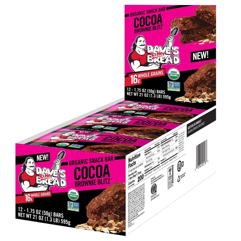 Dave's Killer Bread Cocoa Brownie Blitz Organic Snack Bars, 12