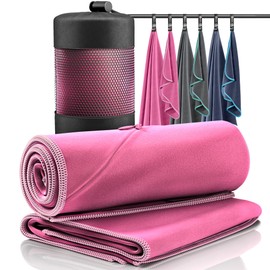 Mikrofaser Handtuch 2er Set: Schnelltrocknend, Kompakt, Leicht | Microfaser Microfiber Towel groß klein: Camping Fitness Sport Badetuch Sporthandtuch Reisehandtuch Mikrofaserhandtuch Fitnesshandtuch