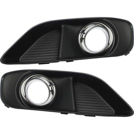 KarParts360 Compatible For Chrysler 300 Fog Light Cover 2012 2013 2014 Outer Driver and Passenger Side Pair | w/Chrome | Black | DOT/SAE Compliance | CH1038150 + CH1039150 | 68146901AA + 68146900AA