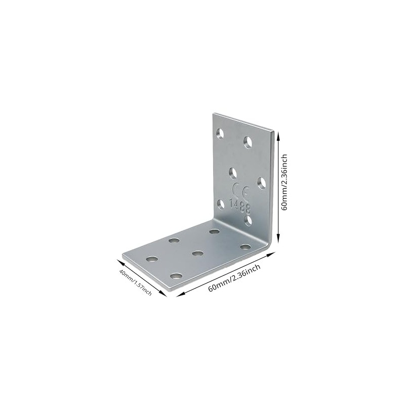 ERKO Angle Connector Metal Angle Galvanised Steel Set of 10