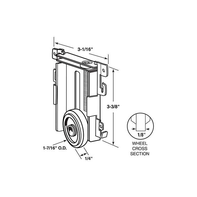 Slide-Co 161882 1-7/16 In. Mirror Door Roller Assembly, Nylon Flat