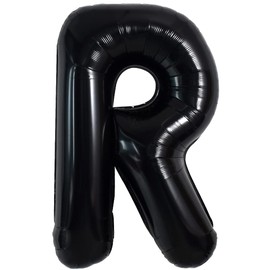 TONIFUL 40 Inch Large Black R Letter Balloons Jumbo Helium Balloons,Foil Mylar Big Alphabet Balloons for Birthday Party Anniversary Valentine's Day Supplies Decorations