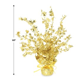 Beistle 2 Piece Metallic Gold Star Gleam 'N Burst Centerpieces Awards Night Theme Table Décor For Birthday Celebrations, Graduation Parties, New Year's Eve Decorations, 15"
