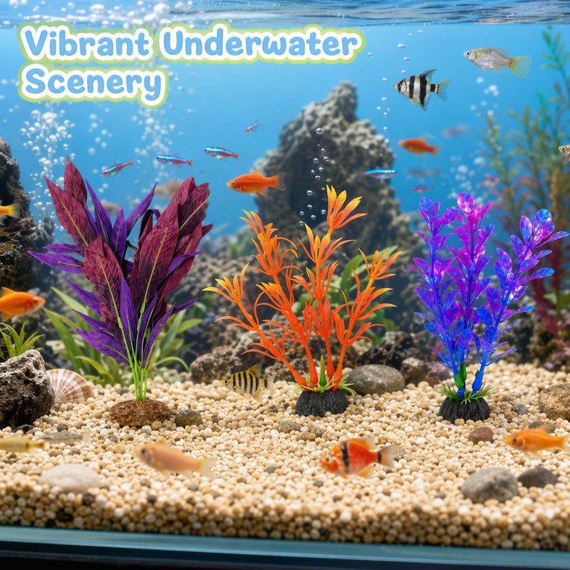 6PCS Silk Plants for Betta Fish Tank,Silk Plants for Fish
