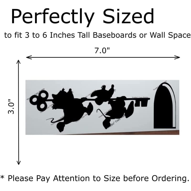 FnkBiz Jaq and Gus Wall Decal Mouse Hole Baseboard Sticker