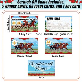 Qyeahkj 67Pcs Horse Derby Party Game Horse Racing Scratch Off Cards Derby Party Fortune Games Supplies Derby Scratch Off Tickets Activity for Kids Adults Derby Horse Race Party Decoration Favors(Rose)