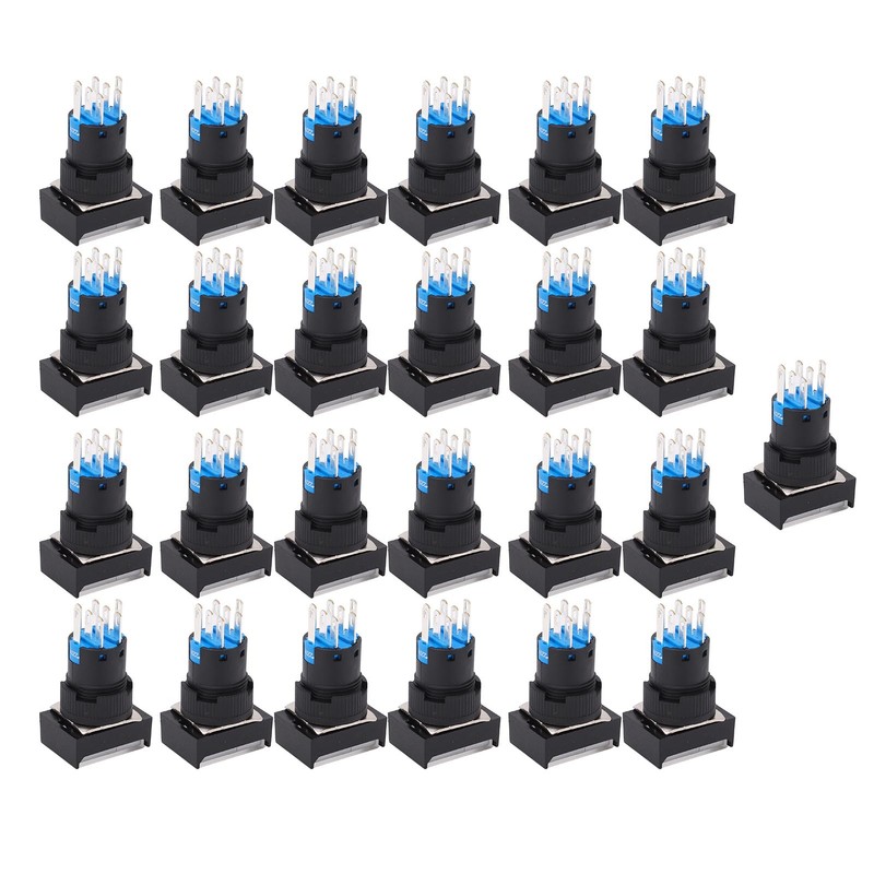 25 Pcs Industrial Push Button Switch Self Locking Push Button