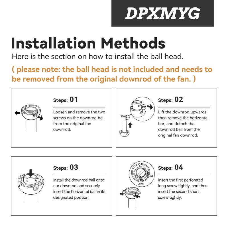 DPXMYG 16 inch Ceiling Fan Downrod with Extension Cord, Black