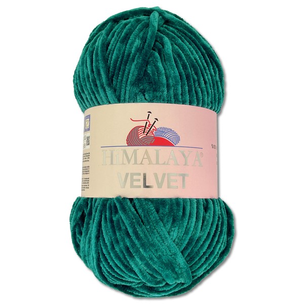 Wohnkult Himalaya 100 g Velvet Dolphin Wool, 40 Colours to Choose From, Chenille Knitting Yarn, Fluffy Yarn, Shiny Accessory, Clothing, Blankets (90048, Petrol)