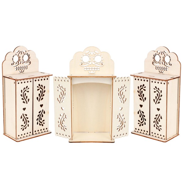 3pcs Dia de Los Muertos Altar Ofrenda Box, Wooden Day