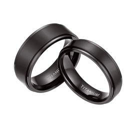 Mabohity Men's Women's Titanium Ring, Matte Black, 6 mm/8 mm Wide, Wedding, Engagement, Friendship, Partner Ring, Couple Rings, Size 47 to 72, Titanium