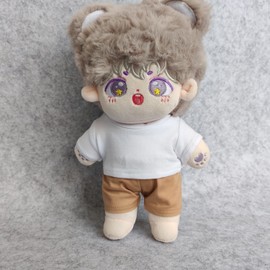 20cm Plush Doll Clothes Plushie Clothes T-Shirt + Shorts Pant 7.8 inches Doll Clothing (White)