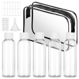 60ML Travel Bottles for Toiletries, 12PCS Clear Plastic Travel Bottle with Screw Lids, Leak Proof Refillable Liquid Containers, Air Travel Size Bottle with Bag, Labels for Cosmetics, Shampoos, Soap