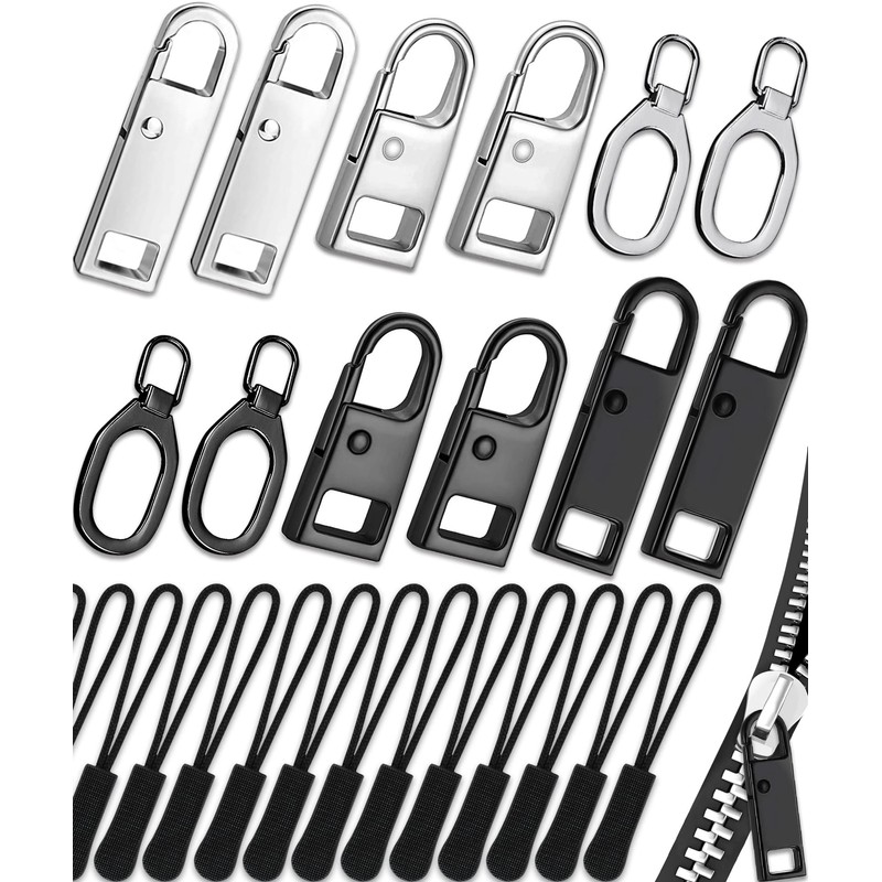 Zipper Pull Replacement 32 Pack, Universal Replacement Zipper Pull Kit,