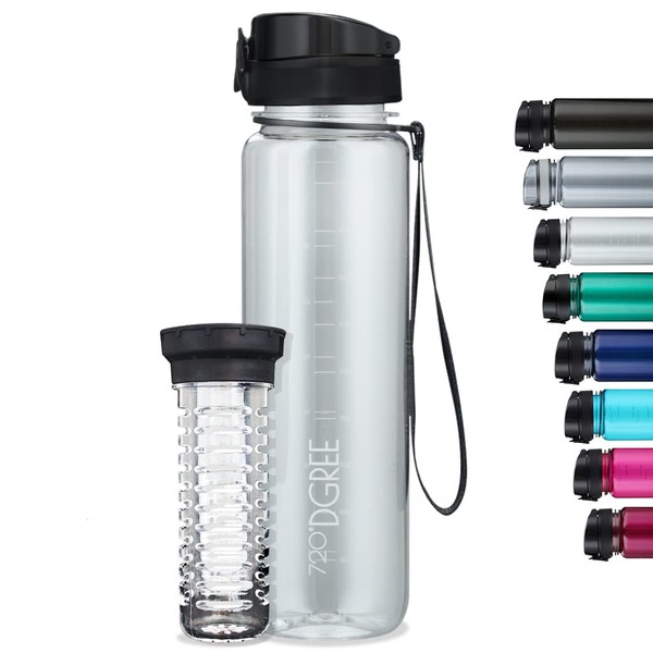 720°DGREE "uberBottle" Crystal Clear Water Bottle + Fruit Container –