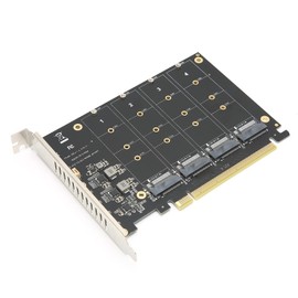 M.2 NVMe SSD to PCIE X16 Adapter Card, 4 Port M Key M.2 SSD Expansion Card, 32 Gbps PCIE 3.0/4.0 to NVME Adapter, PCI-E HFull Speed Array Card with LED Indicators (4 Bay)