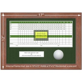 10x15 Walnut Color Golf Scorecard Golf Ball Frame, Moulding BRN-017 Shadowbox, Green Mat (Holds up to 5x12 Card; Card & Ball not incl)