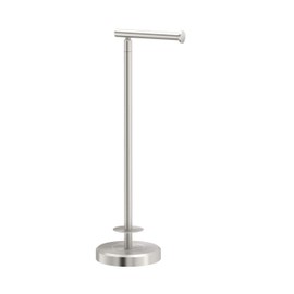 Gatco 1448SN Latitude II Freestanding Toilet Paper Holder with Storage, Satin Nickel/Stand Alone 22.25" H Toilet Tissue Stand with Reserve Storage for 1-4 Rolls and Weighted Base