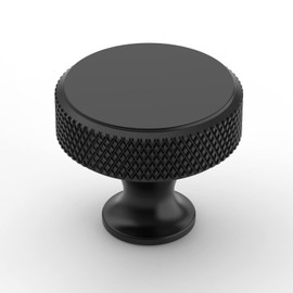 Amerdeco 10 Pack Matte Black Knurled Cabinet Knobs Kitchen Cabinet Handles for Drawer Dresser, Cupboard and Wardrobe
