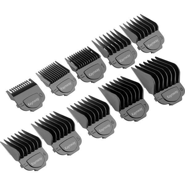 Kaynway for Andis Magnetic Clipper Guards 10PCS, Upgrade Professional Clipper Guard Comb Guides for Andis Master Hair Clippers - 1/16" to 1"(Black)