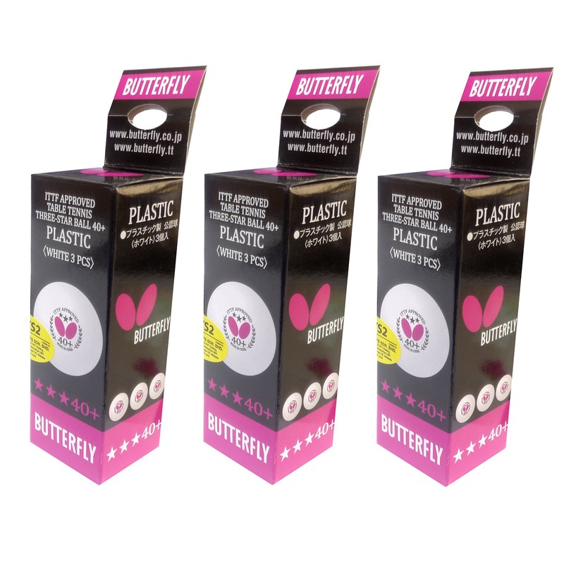 バタフライ(Butterfly) 卓球 スリースターボール 40+ 3個入り ホワイト 95710