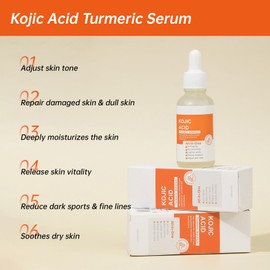 Kojic Acid Turmeric Serum For Dark Spot, 30ML/ 1PCS Moisturizing Kojic Acid Serum For Face, Natural Turmeric Face Serum For Fine Lines, Wrinkle & Dull.
