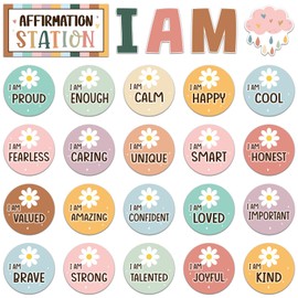 Frienda Boho Affirmation Station Bulletin Board Set Motivational Posters Classroom Mirror Growth Mindset Decor Positive Affirmations Accents Cutouts for School Office Home Teacher Wall Supply