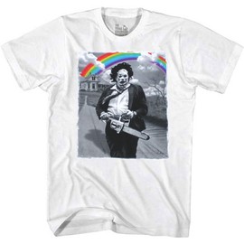 Changes Texas Chainsaw Massacre Leatherface Rainbow T-Shirt (3X-Large) White, Black