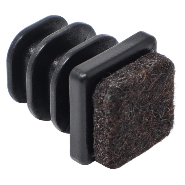 Adsamm® / 4 x Felt glides for tubes / black / 11x11 - 13x13 mm / square / Premium quality ripped inserts with felt for tubular steel chairs