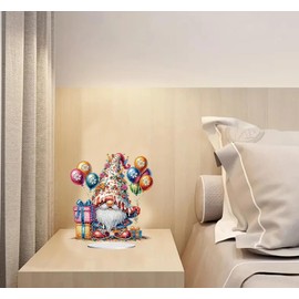 5D DIY Birthday Gnome Diamond Art Kit Crystal Embroidery Rhinestone Acrylic Table Top Decoration