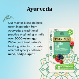 Twinings Soulful Blends Little Lift Inspired by Ayurveda - Strawberry & Blueberry Herbal Tea Infusion with Hibiscus & Lemongrass - 20 Biodegradable Tea Bags