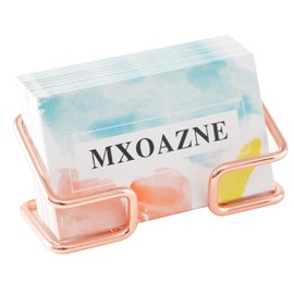 MXOAZNE Business Card Holder for Desk, Cute Metal Desktop Business Card Display Stand Organizer for Women, 1 Pack, Rose Gold