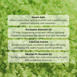 WIBERG'S Rejuvenating Bath Salts with Epsom Salt & Essential Oils – Detoxifying Muscle Soak for Tired Muscles & Stress Relief | Refreshing Camphor & Eucalyptus Scent
