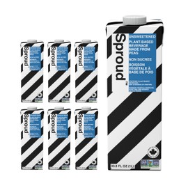 SPROUD Dairy Free Milk UNSWEETENED Flavor, Vegan Milk with Plant-Based Pea Protein, Shelf Stable Non-GMO, 1 Liter (Pack of 6)