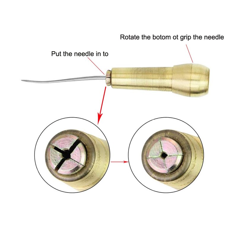 Becho 5 Needles Hand Stitching Kit Copper Handle Sewing Awl