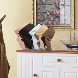 Hestiyaa Hat Stand for Baseball Caps Display and Organiser - 2 Pack, No Installation Acrylic Hat Holder for 10 Baseball Caps for Bedroom, Closet, Dresser (Black)