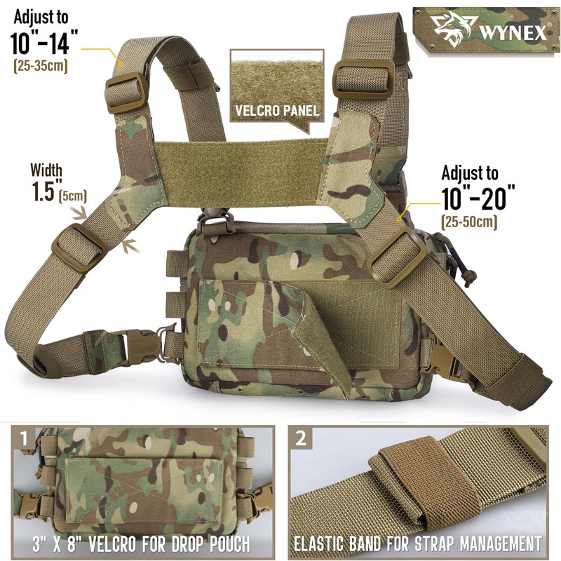 WYNEX Tactical Chest Rig Pack for Men, Running Chest Bag