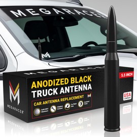 Anodized 50 Cal Bullet Antenna for Truck - Fits Ford F150 F250 Bronco RAM 1500 Chevy Silverado GMC Sierra Tundra Tacoma - Billet Aluminum, UV & Chip Resistant, Car Wash Safe, Short Replacement, Black