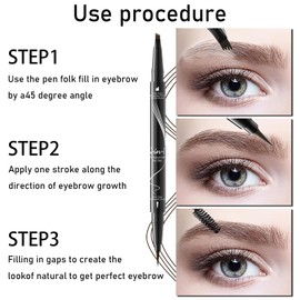 MisFun Augenbrauen Stift, 2-in-1 Dual-Ended Microblading Brow Pencil, Wischfest Eyebrow Pencil, Eyebrow Pen für Perfekt Definierte Augenbrauen, mit Gabelspitze Applikator (Dunkelbraun)