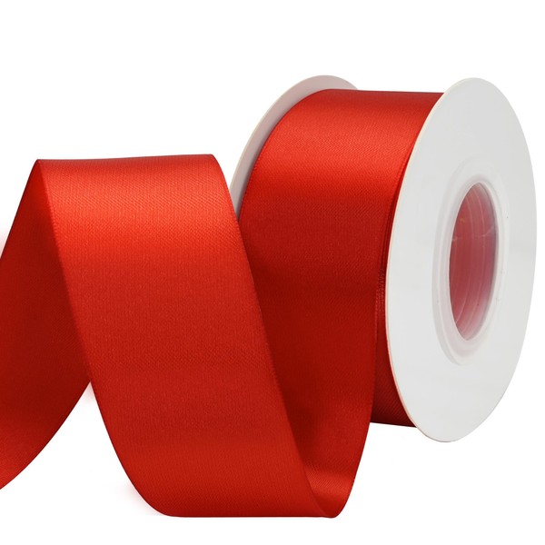 BVIEAKD 53mm Wide 22m Double Face Red Satin Ribbon Fabric