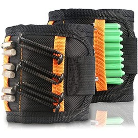 Magnetic Wristband with Strong Magnets for Holding Screw, Drill Bits, Nails, Bolts, Magnetic DIY Belt with 15 Strong Magnet Holds Tools, Best Gifting for Men, Women, DIY Handyman - Pack of 2