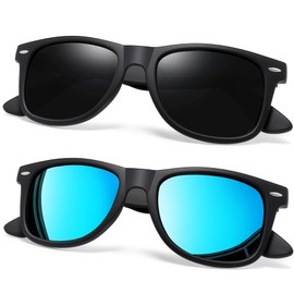 Joopin Square Polarized Sunglasses Men Women Retro Designer Sun Glasses UV400 Trendy Oversized Shades Sunnies Shady Rays (Black + Blue)