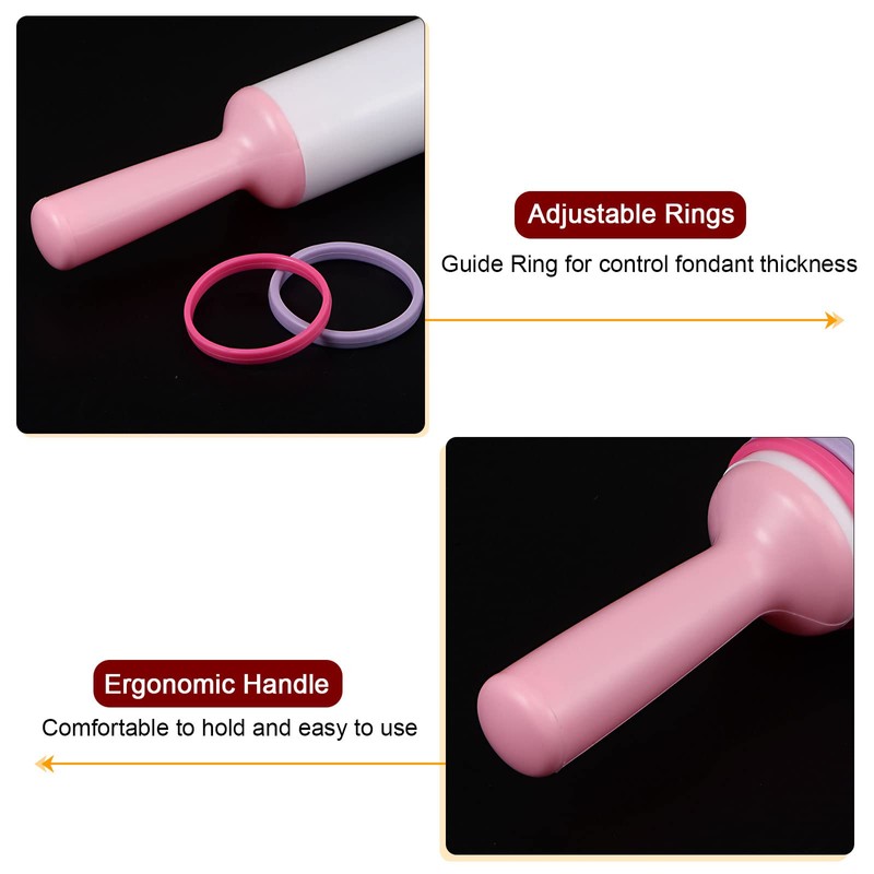 sourcing map Fondant Rolling Pin 14.57" x 1.57" Adjustable Guide