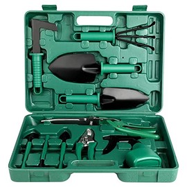 VASA NAMA 11Pzs Herramientas de Jardinería, Herramienta de Mano de Jardín Mango Ergonómico Pala y Podadora Rastrillo Rociador de Agua Jardinería, Regalos para los Amantes de la jardinería