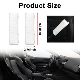 2 Packs Car Seatbelt Covers Shoulder Pad, Universal Soft Faux Sheepskin Shoulder Cover for Comfortable Driving, Fluffy Seat Belt Protector Help to Protect Your Neck and Shoulder (White)