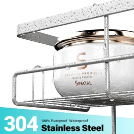 Aitatty Over the Door Hanging Shower Caddy: Rustproof Hanging Organizer over the Door - No Drilling Bathroom Rack for Inside Shower Chrome