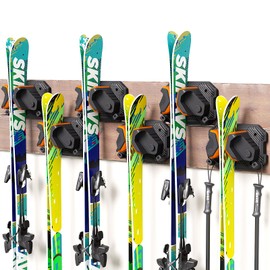 Ski & Snowboard Wall Rack for Garage Wall Fits Any Ski/board, Ski Wall Mount Holders Damage-Free Storage Rack, Garage Organization Space-Saving Winter Gear Organizer