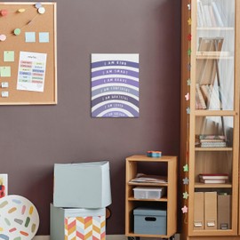 HRQKO Boho Inspirational Purple I Am Kind Canvas Wall Art Prints, Motivational Boho Rainbow Framed Art, Positive Affirmations Wall Decor for Kids Nursery Room Classroom Playroom, 11x14 inch