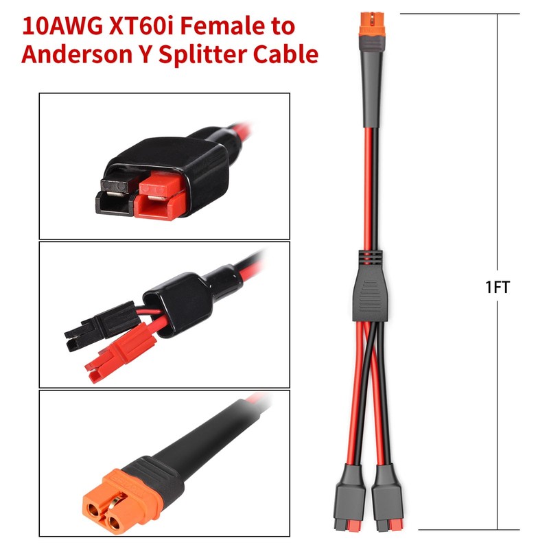 ELFCULB XT60i to 2 Way Anderson Splitter Cable, 10AWG XT60i